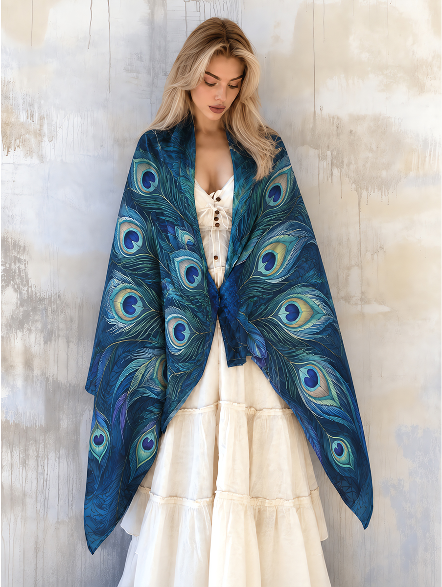 Regal Peacock Feather Shawl