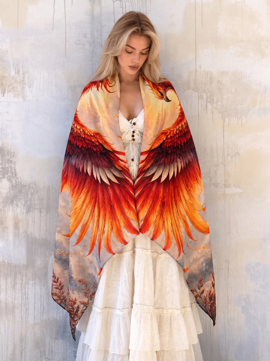 Ember Sky Phoenix Wing Shawl
