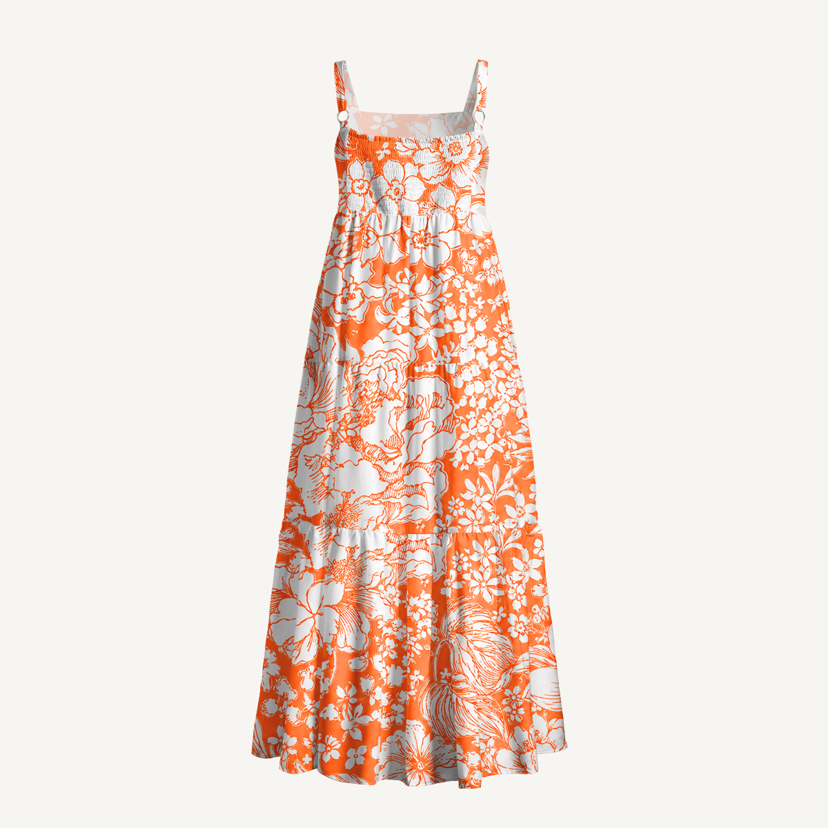 Coral Floral Maxi Dress With Pockets