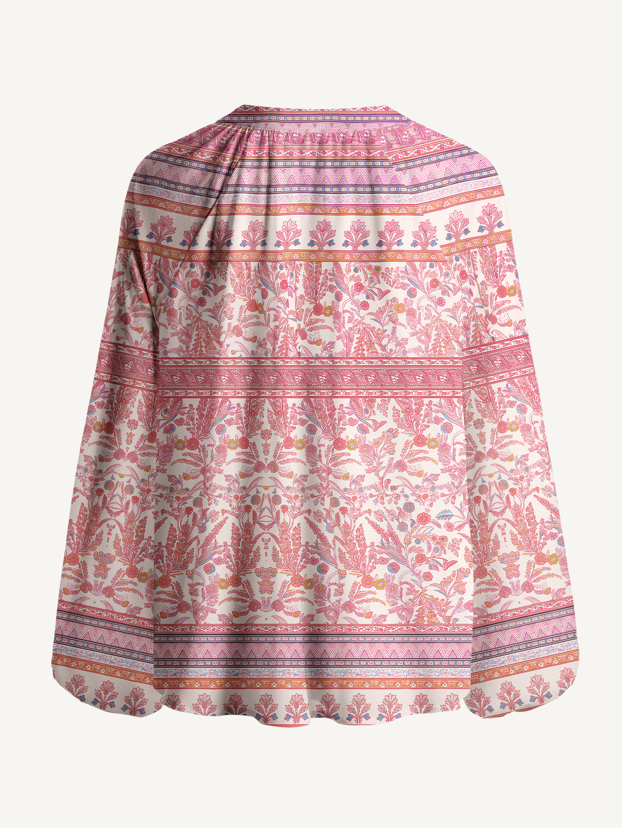 Rosewood Vintage Garden Print Boho Long Sleeve Tie‑Neck Blouse
