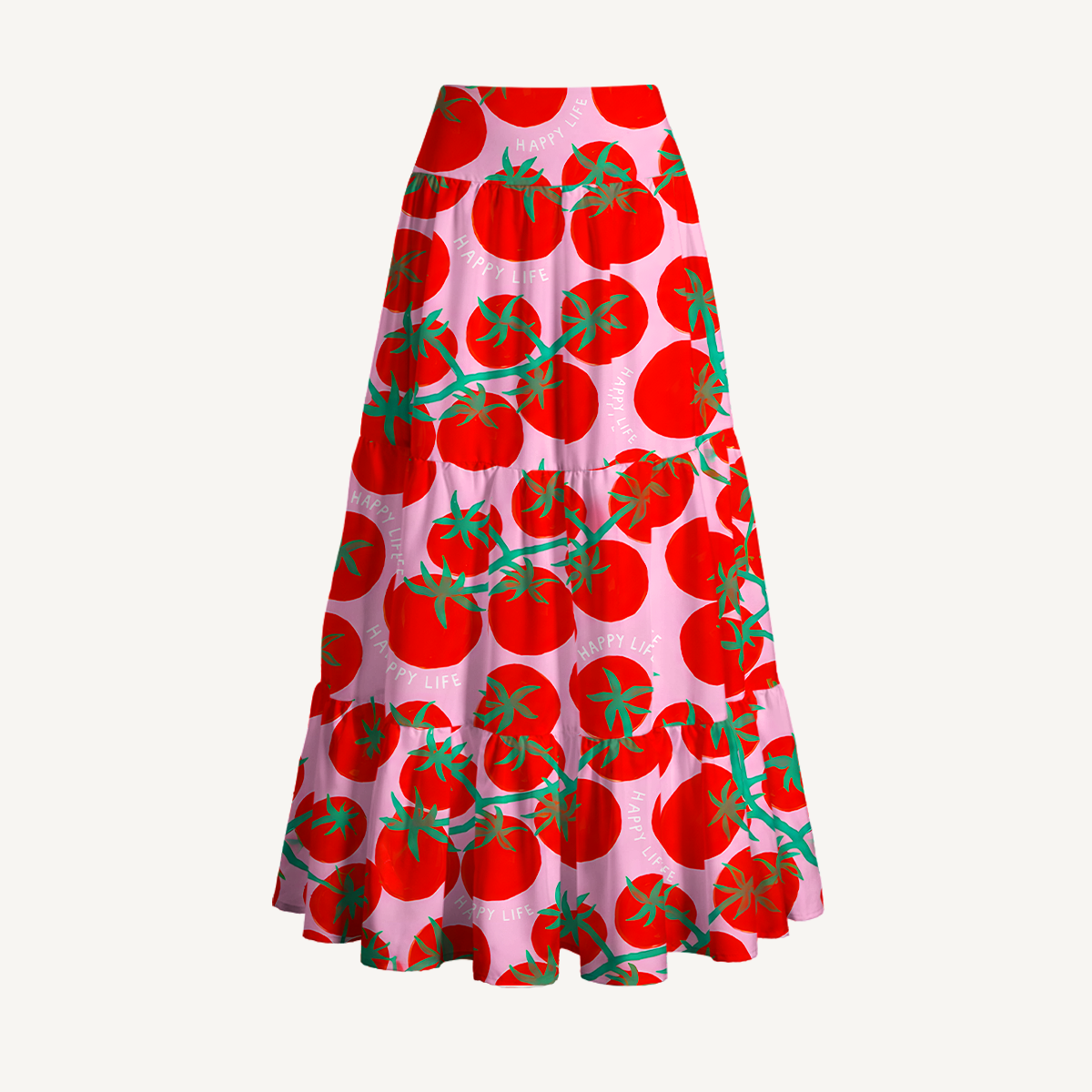 Tomato Garden Delight Summer Maxi Skirt