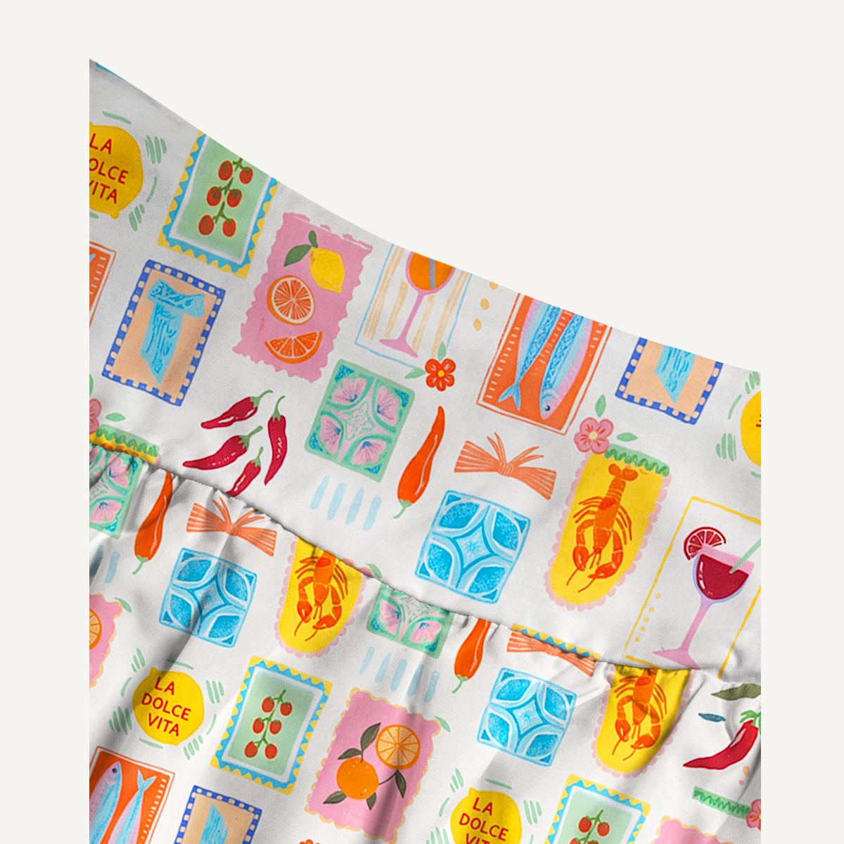 Tropical Stamp Print Maxi Skirt & Strapless Dress  