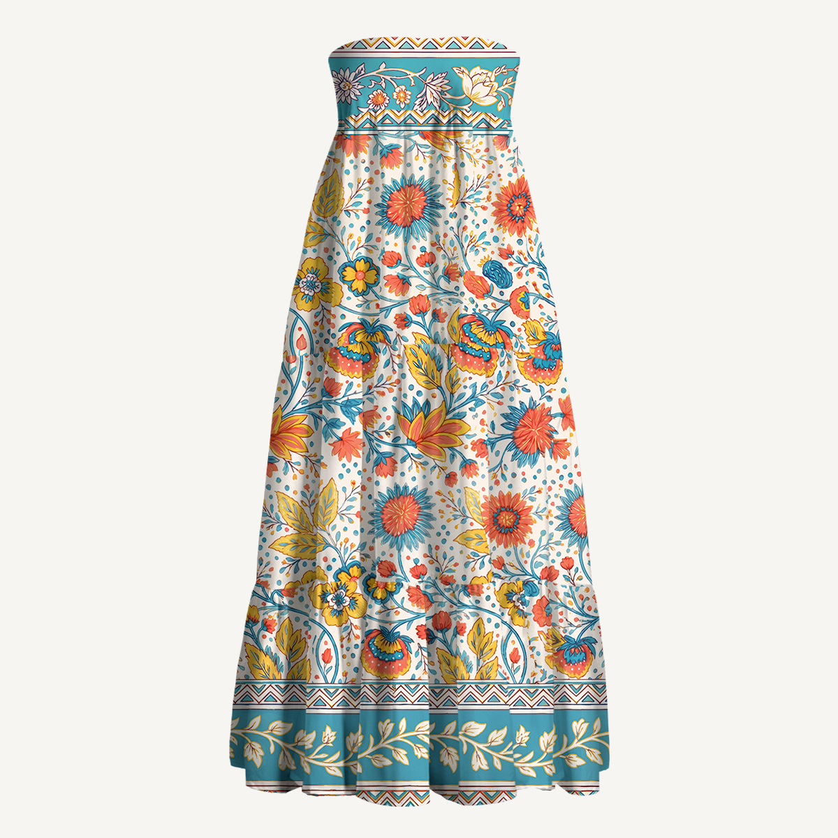 Moroccan Garden Pattern Convertible Maxi Skirt & Strapless Dress