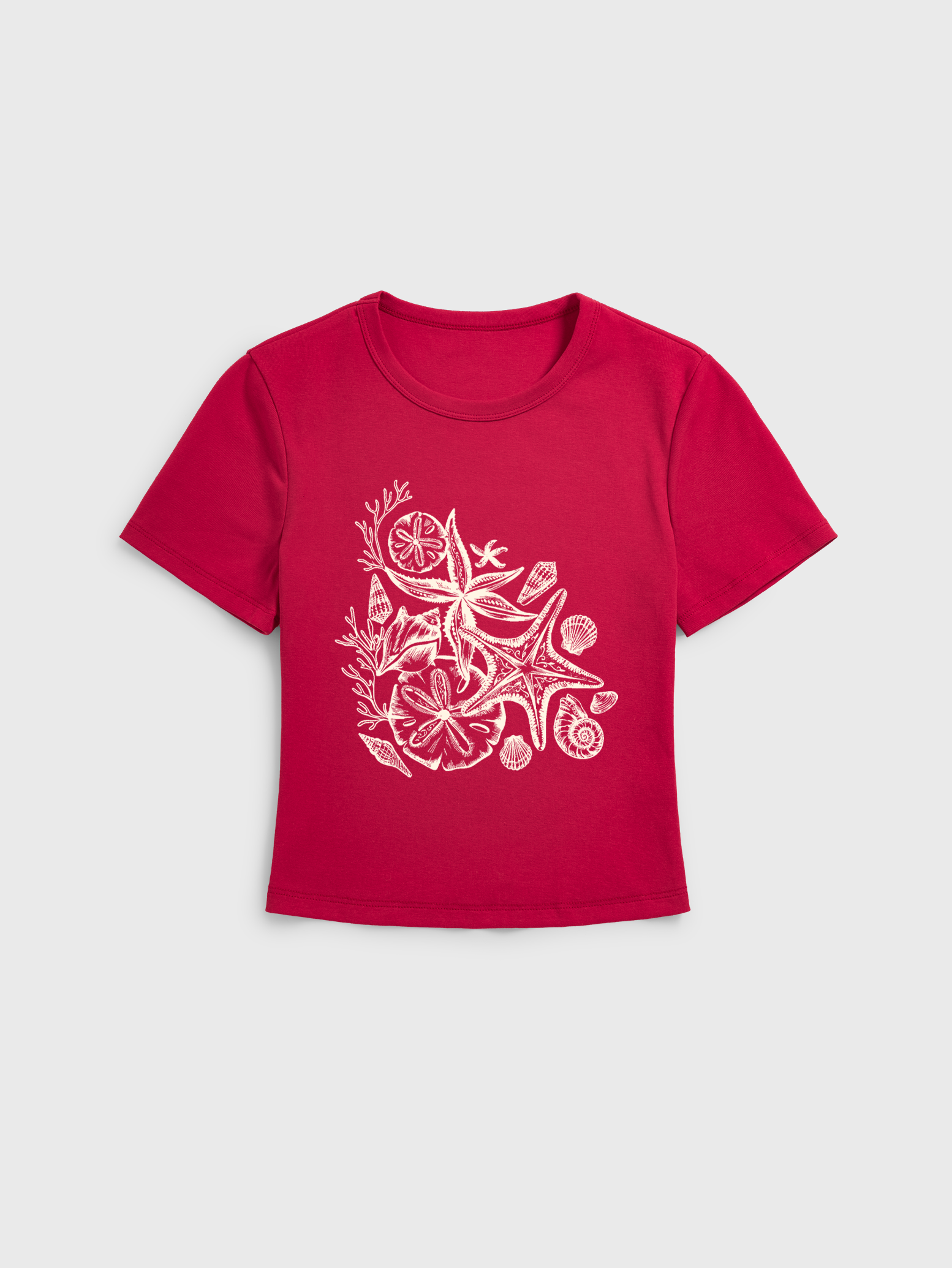 Coastal Nautical Starfish Print Crew Neck Cotton Tee