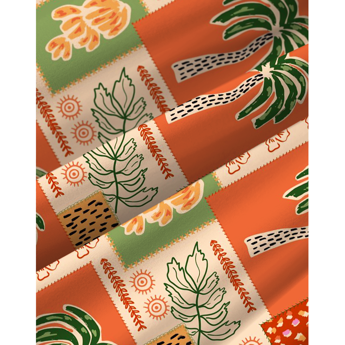 Boho Palm & Hibiscus Print Spaghetti Strap Mini Dress