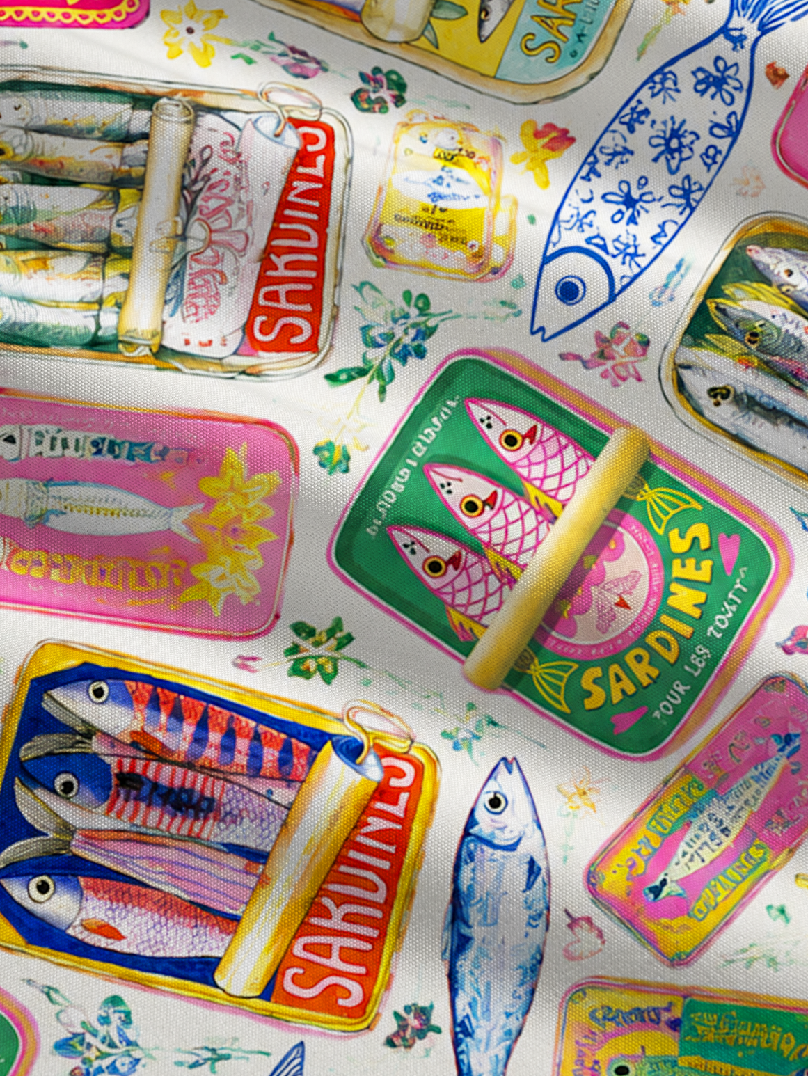 Sardines Stamp Bow Strap Maxi Dress