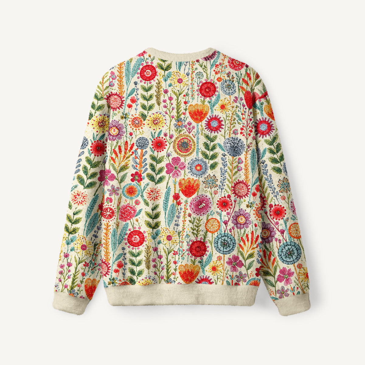 Cottage Garden Colorful Wildflower Crewneck Sweater