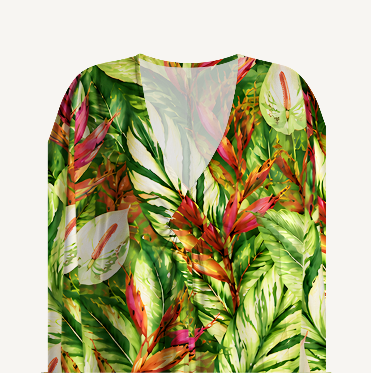 Tropical Flowers Kimono Sleeve Kaftan Dress