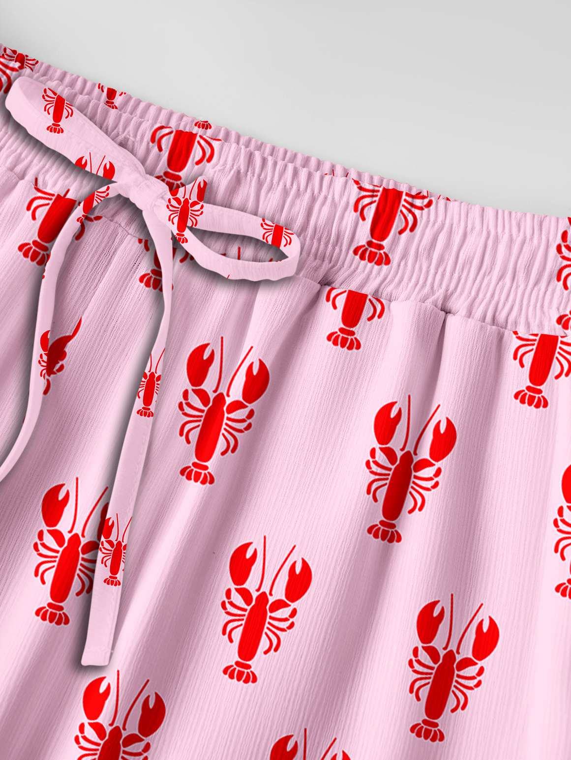 Pink Lobster Wide Leg Tie Waist Pants With Pockets