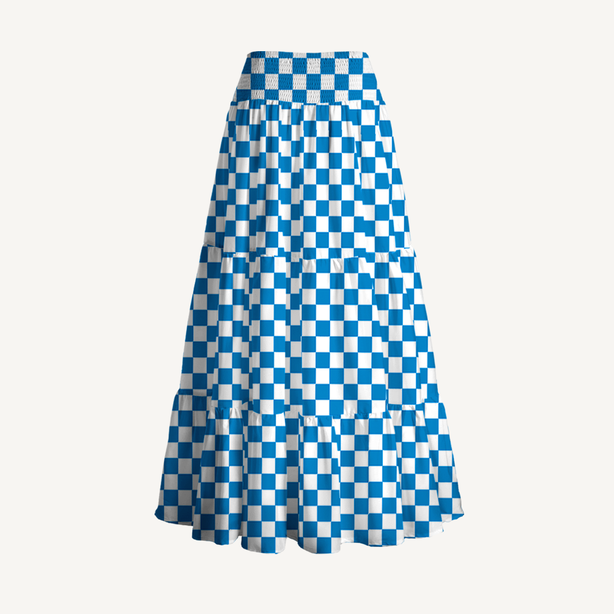 Blue Check Lemon Maxi Skirt & Strapless Dress  