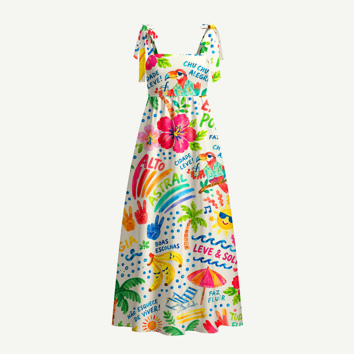 Rainbow Escape Bow Strap Maxi Dress