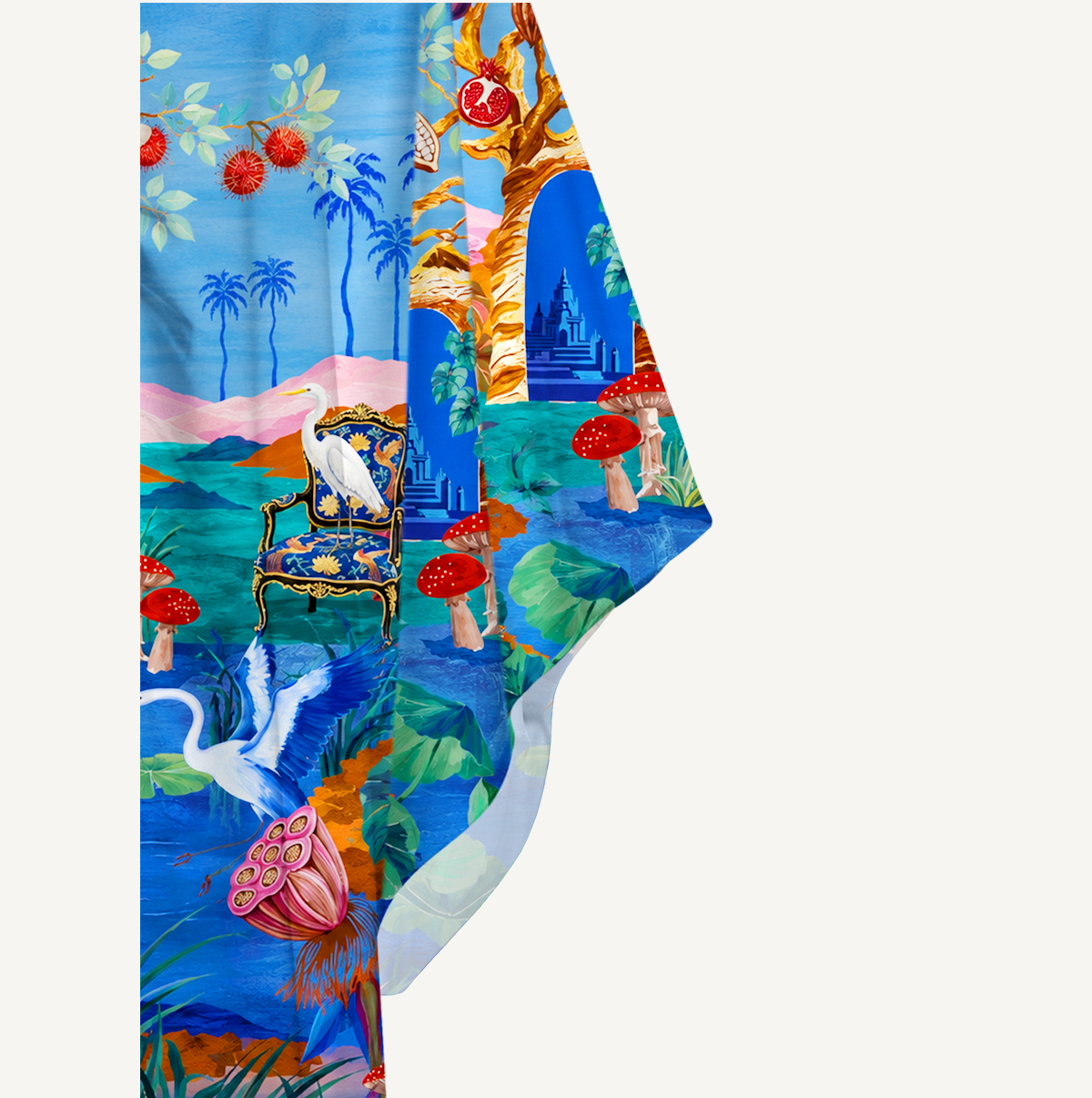 Dreamy Tropical Wonderland Kimono Sleeve Kaftan Dress