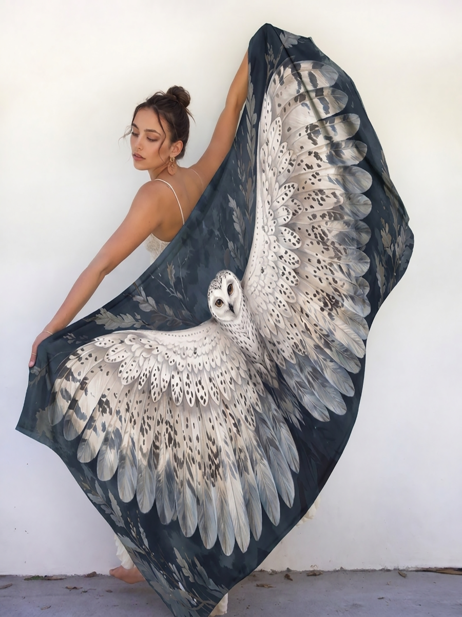 Winter Spirit Snowy Owl Wing Shawl