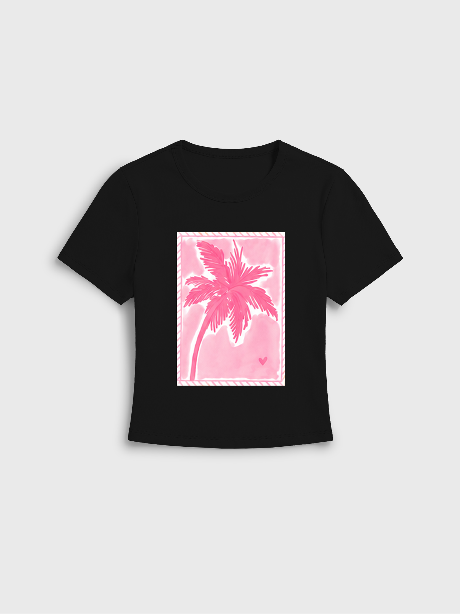 Coral Beach Postcard Print Crew Neck Cotton Tee