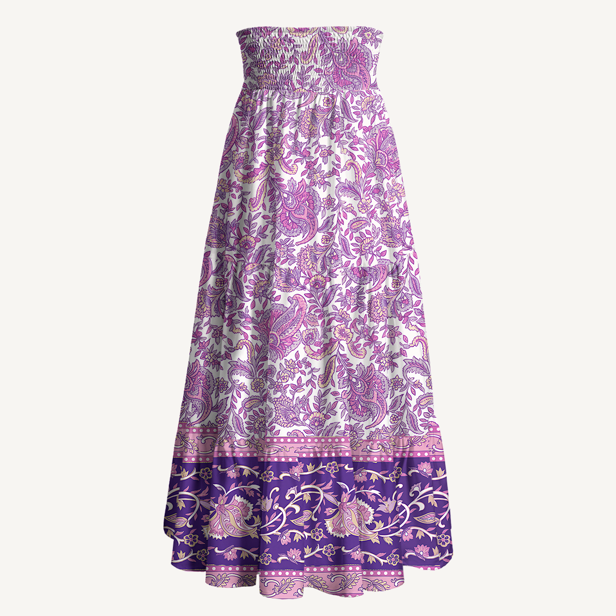 Violet Paisley Garden Print Convertible Maxi Skirt & Strapless Dress