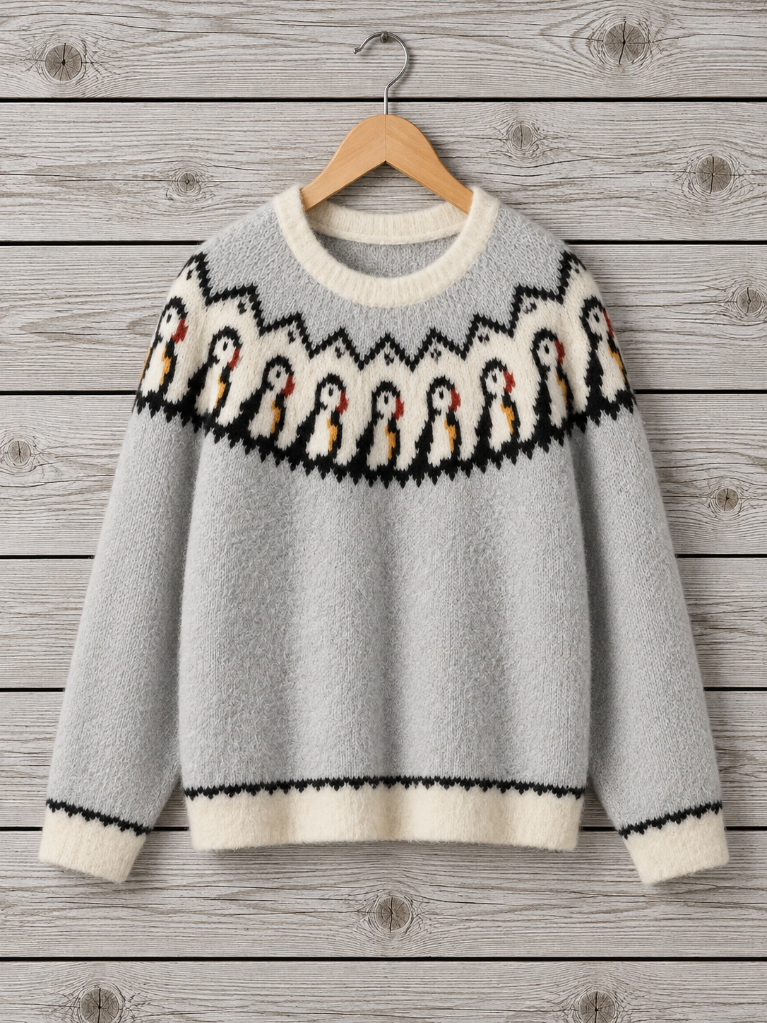 Cozy Forest Into the Wild Puffin Crewneck Sweater