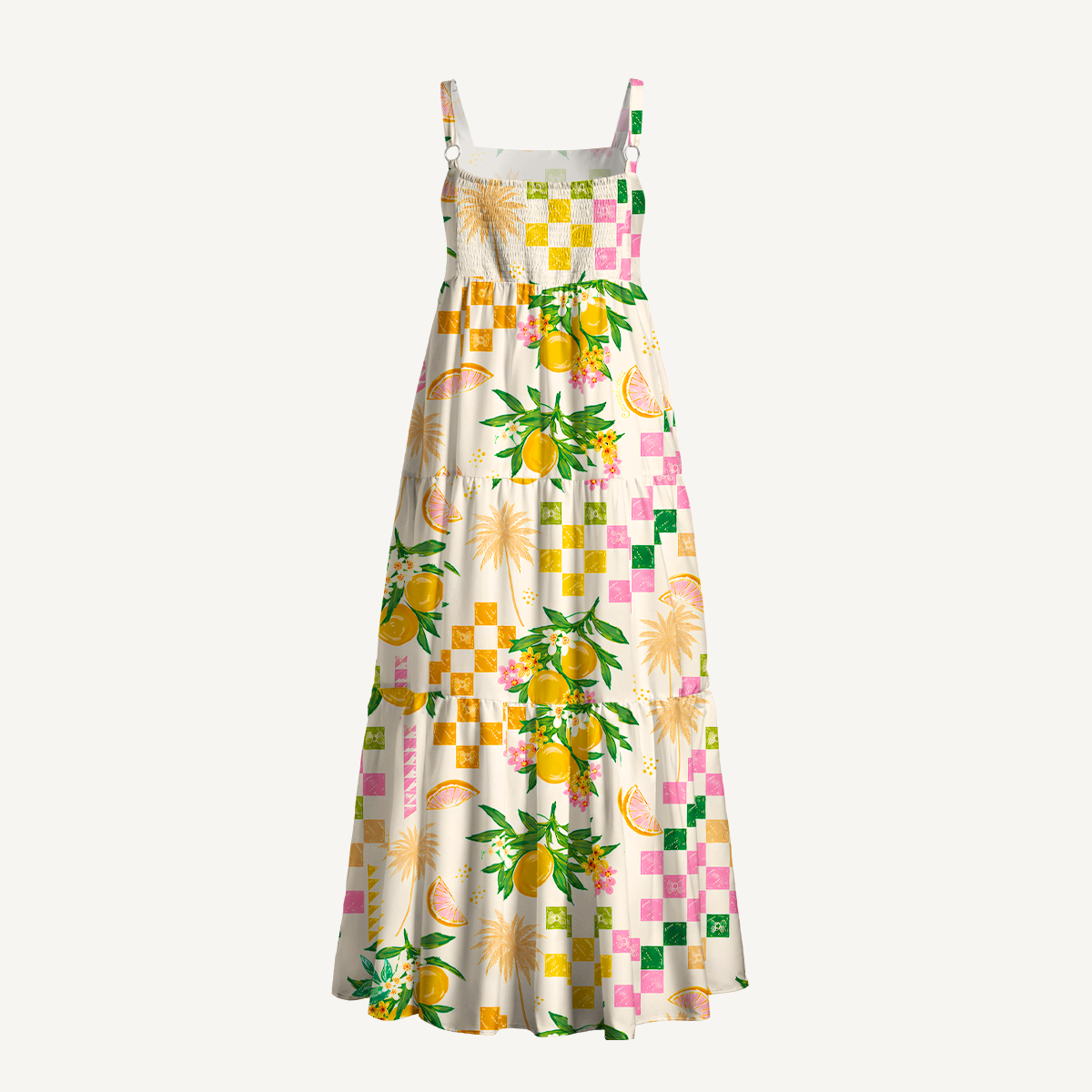 Citrus Breeze Wide Straps Maxi Dress With Pockets