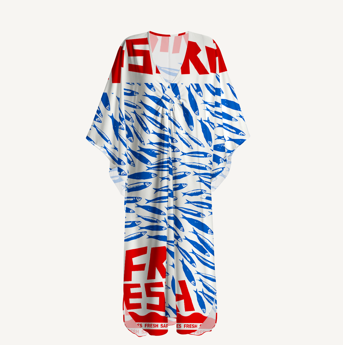 Blue Sardine & Fresh Kimono Sleeve Kaftan Dress