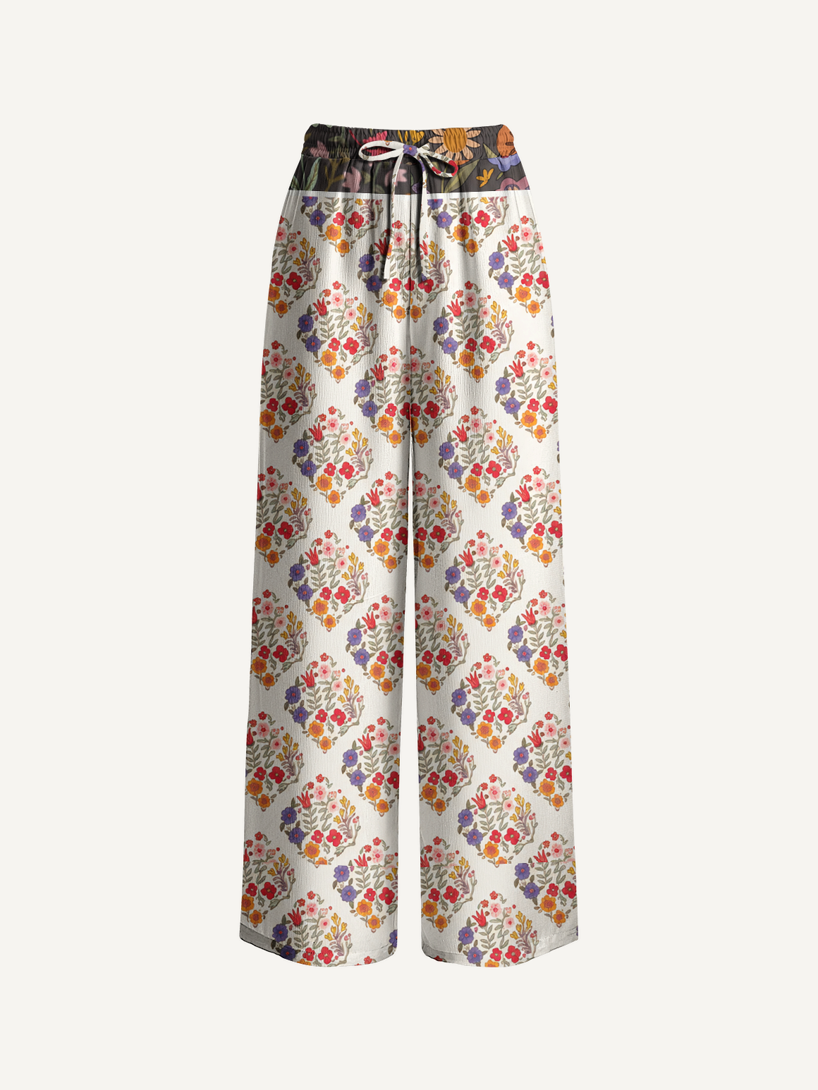 Autumn Posy Lattice Pants For Women With Pockets