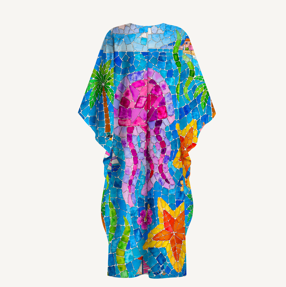 Under the Sea Kimono Sleeve Kaftan Dress