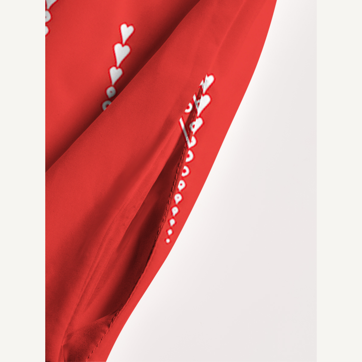 Red Folk Heart Floral Print Strap Maxi Dress With Pockets