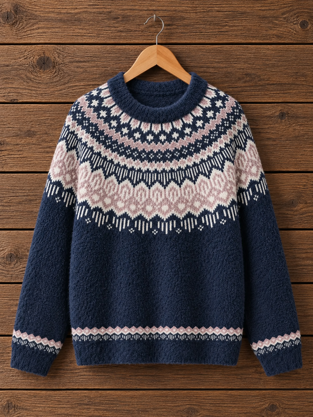Rustic Geometric Heart Crewneck Sweater
