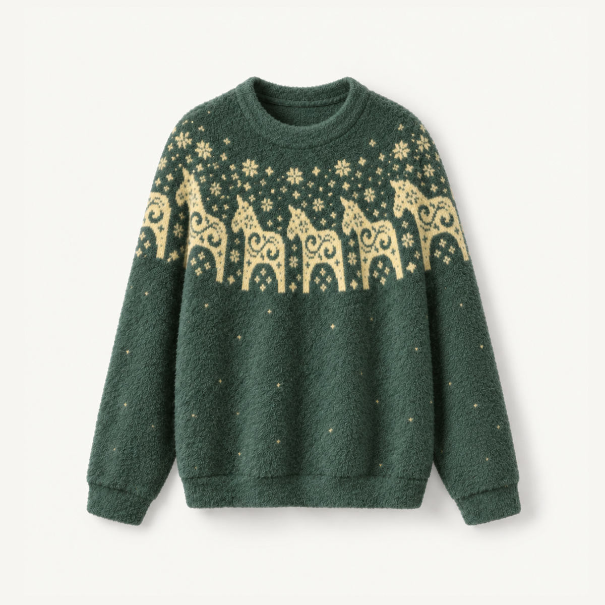 Nordic Folk Horse & Snowflake Crewneck Sweater