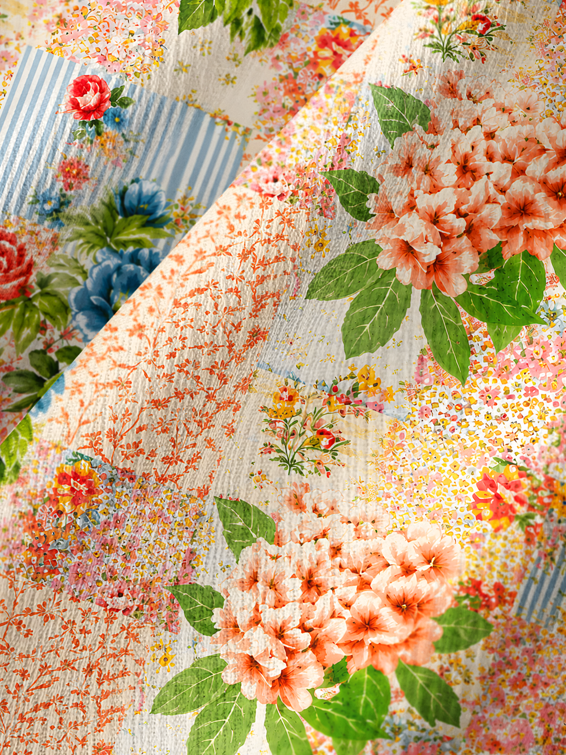 Vintage Cottage Garden Quilt Pants For Women With Pockets
