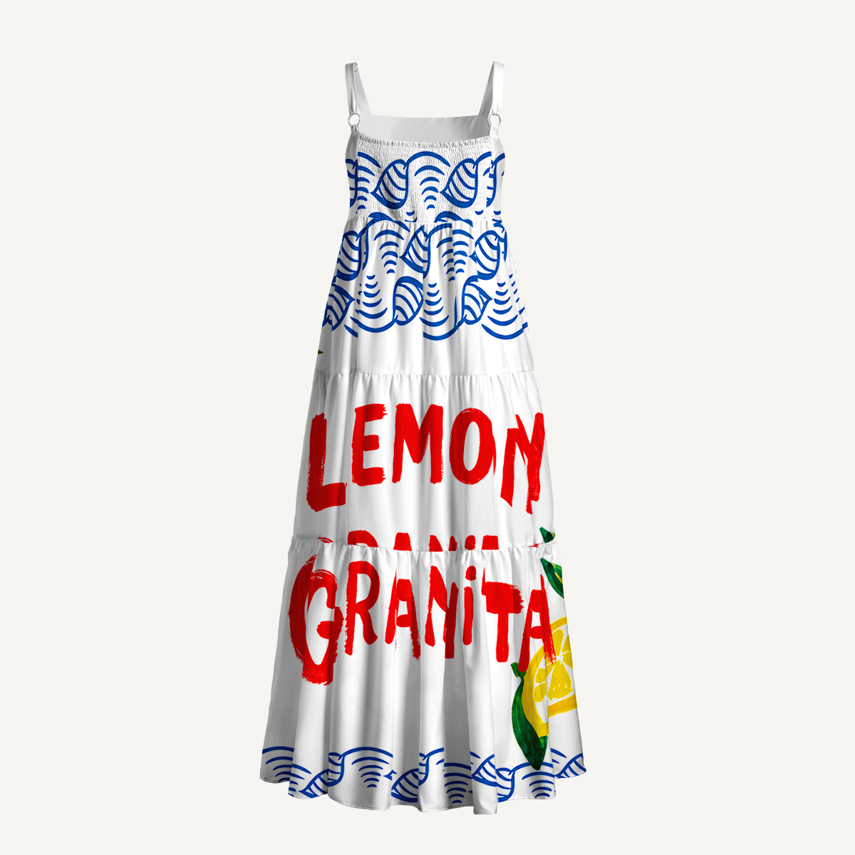 Lobster & Lemon Wide Straps Maxi Dress With Pockets