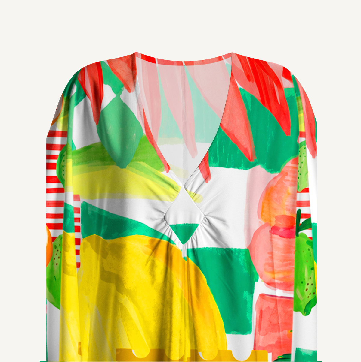 Tropical Floral & Palm Kimono Sleeve Kaftan Dress