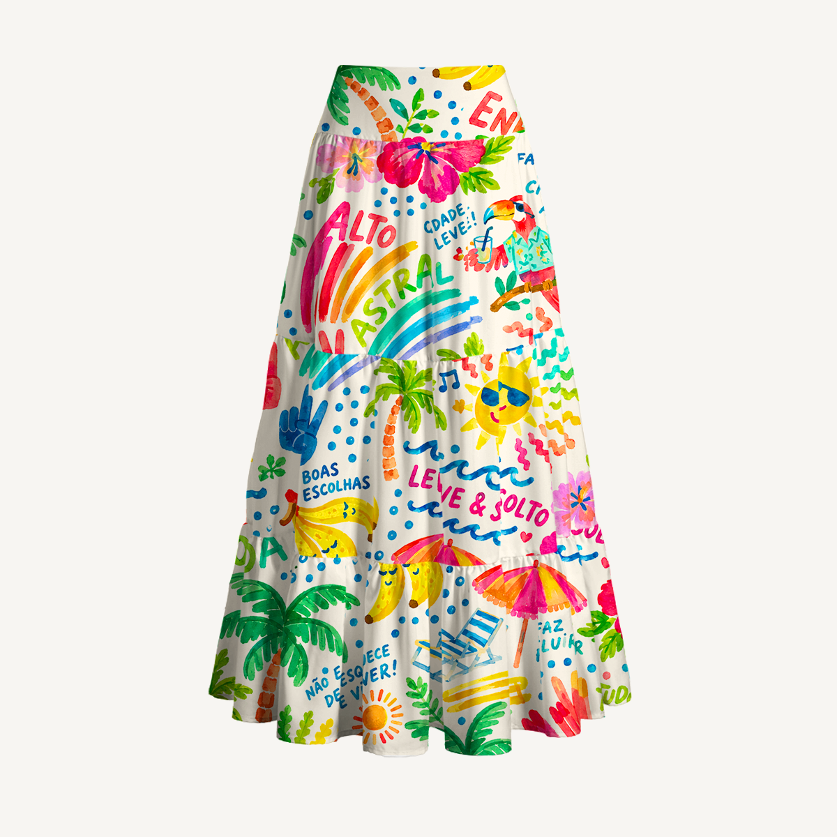Rainbow Escape Print Maxi Skirt & Strapless Dress  