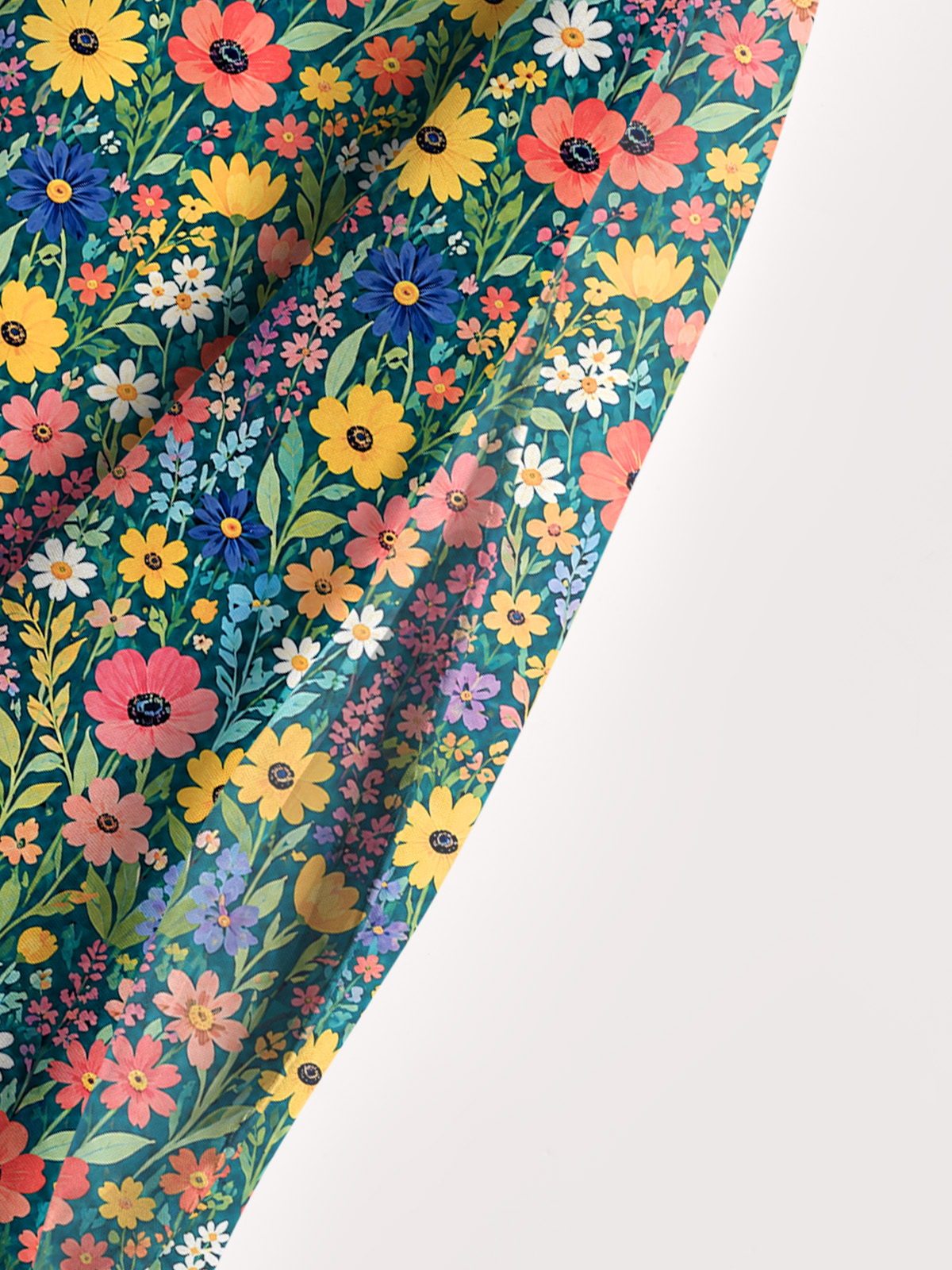 Dark Teal Wildflower Meadow Strap Maxi Dress With Pockets