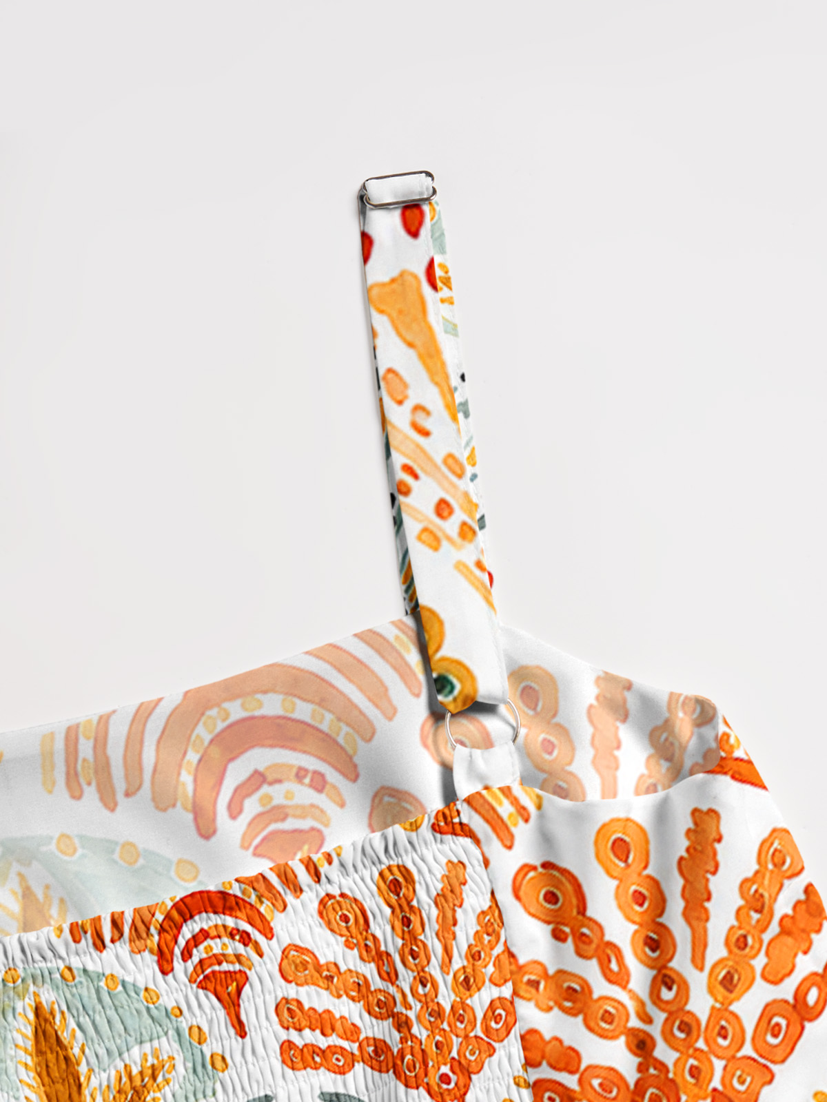 Warm Watercolor Scallop Tile Strap Maxi Dress With Pockets
