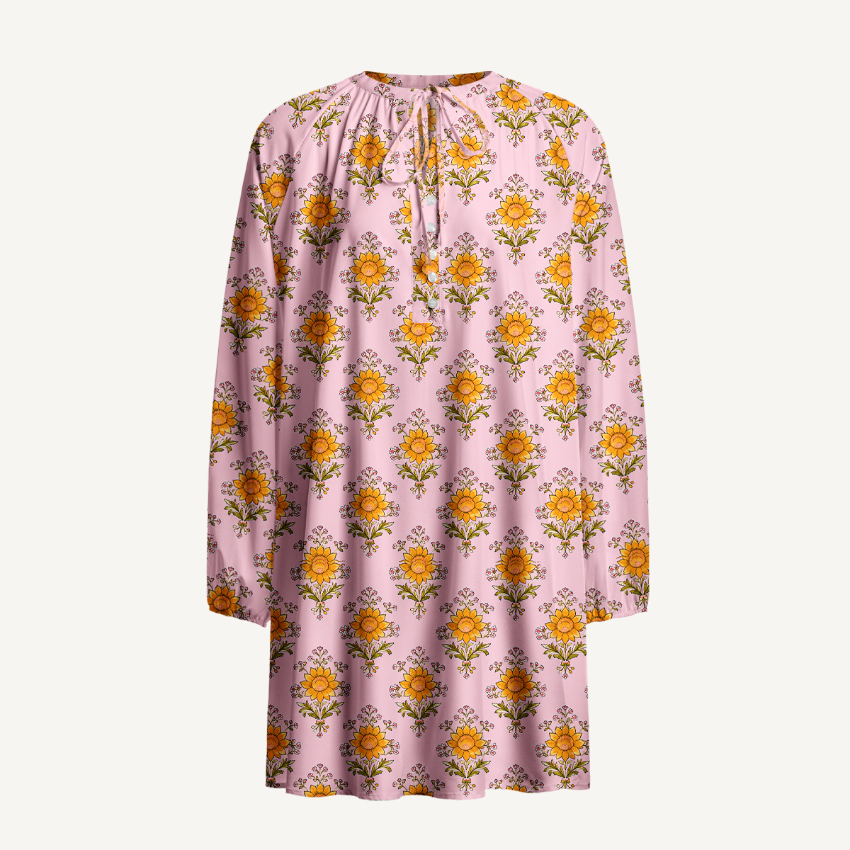 Pink Meadow Bloom Long Sleeve Womens Mini Dress