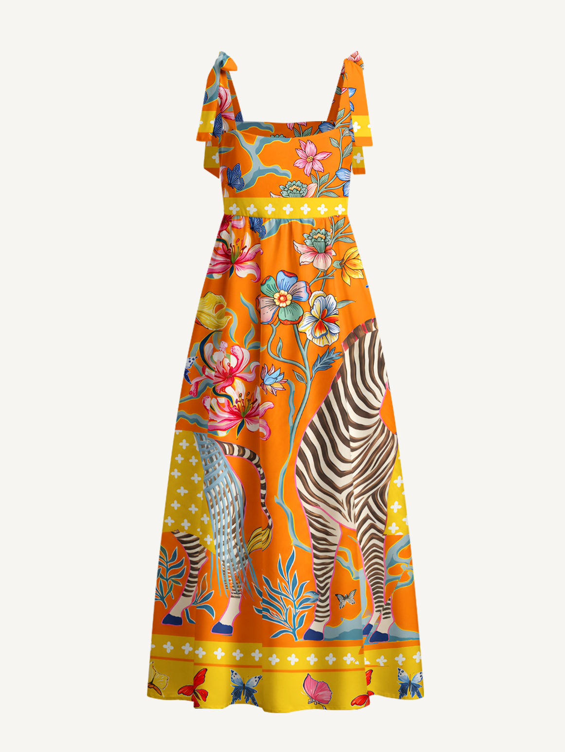 Tropical Zebra Flowy Maxi Dress