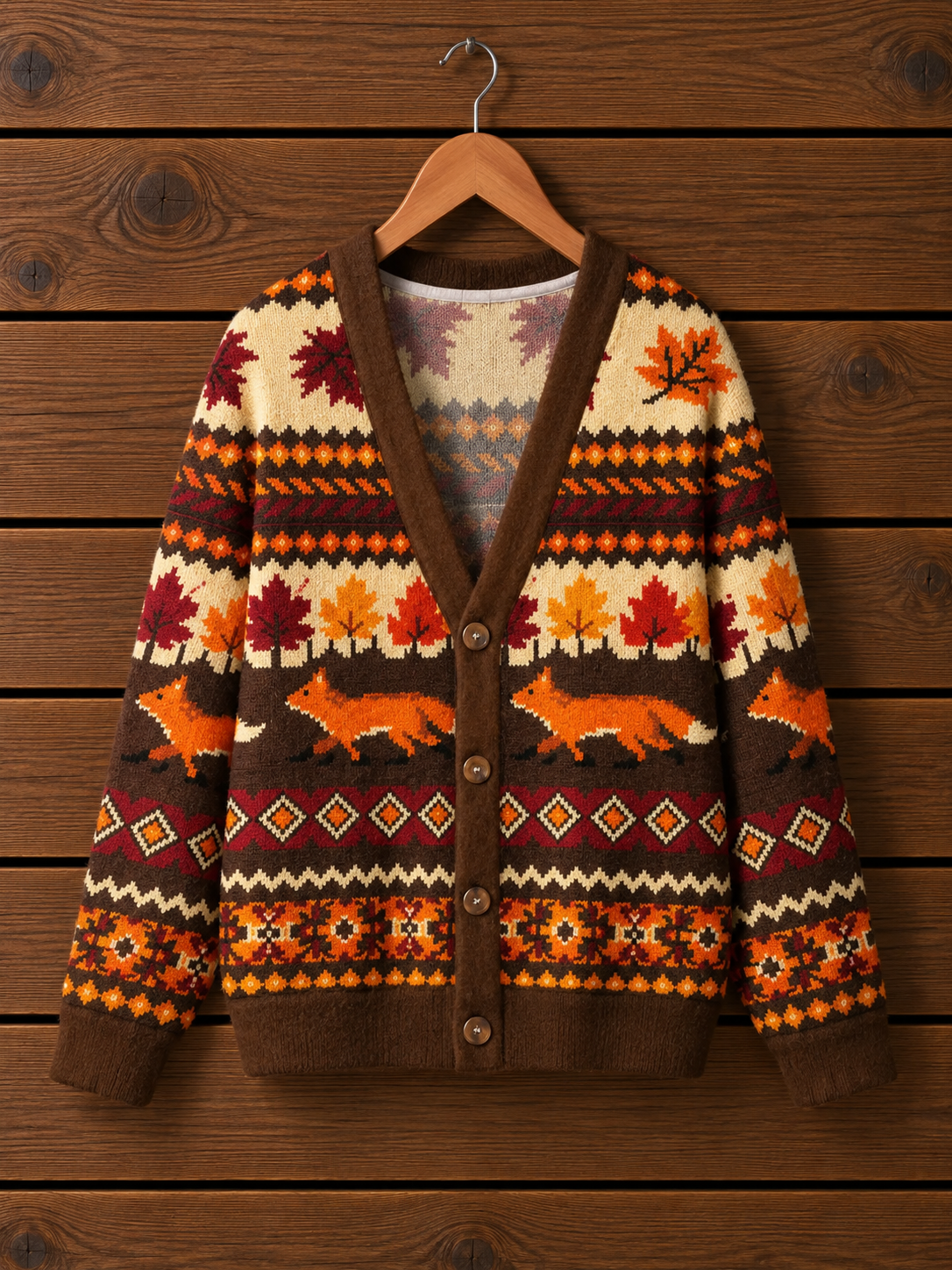Fox Woodland Autumn Cardigan Sweaters