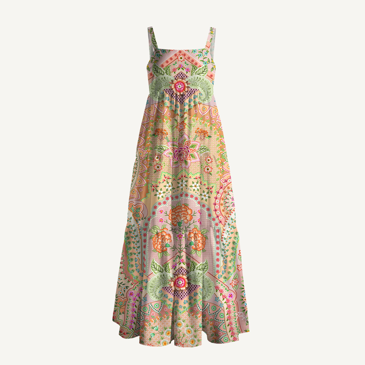 Boho Botanical Paisley Print Strap Maxi Dress With Pockets