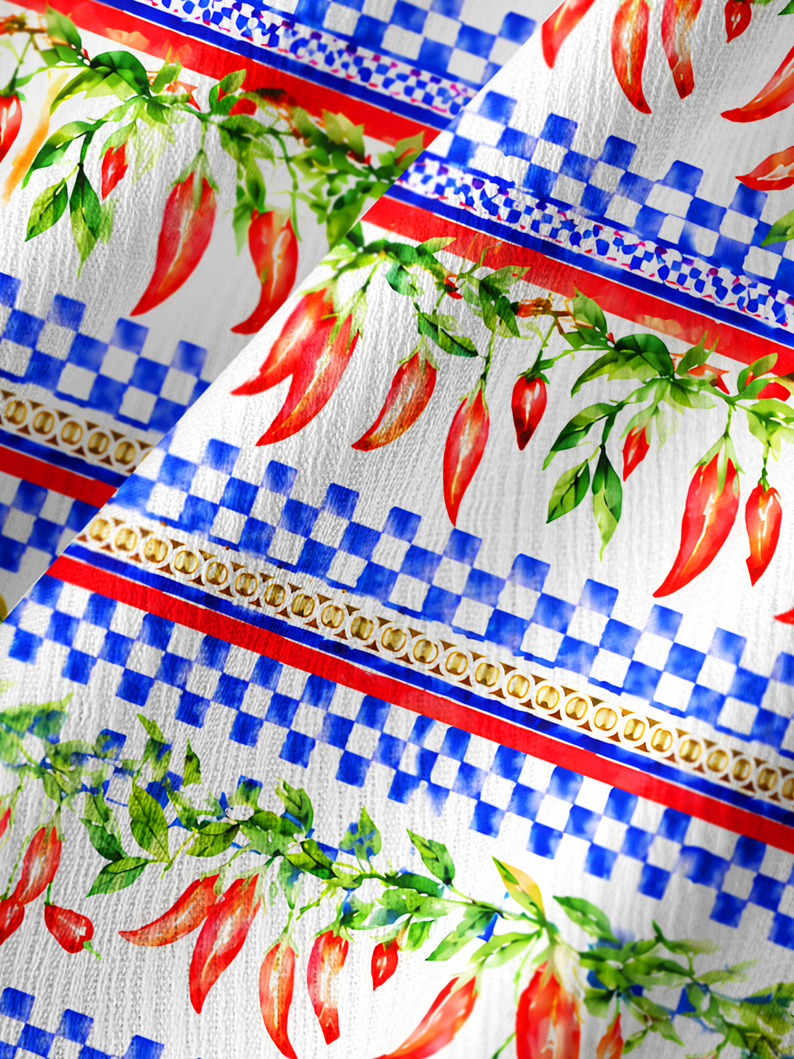 Chili Vines and Checkered Stripes Summer Trousers