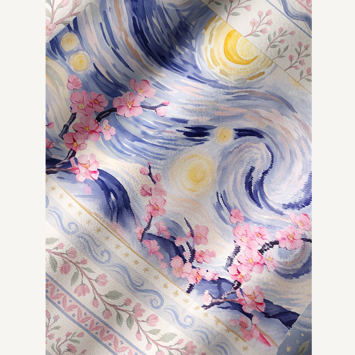 Starry Night Cherry Blossom Swirl Long Sleeve Women Mini Dress