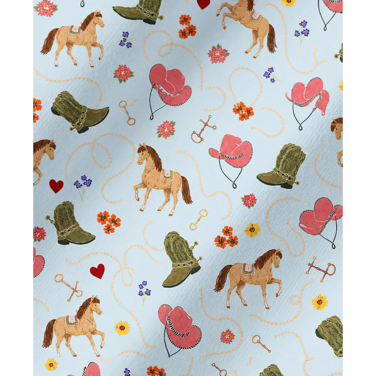 Western Ranch Horse Cowboy Hat & Boot  Long Sleeves Pajama Sets