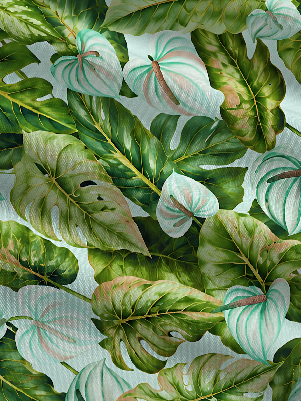 Tropical Rainforest Green Leaves Bow Strap Maxi Dress