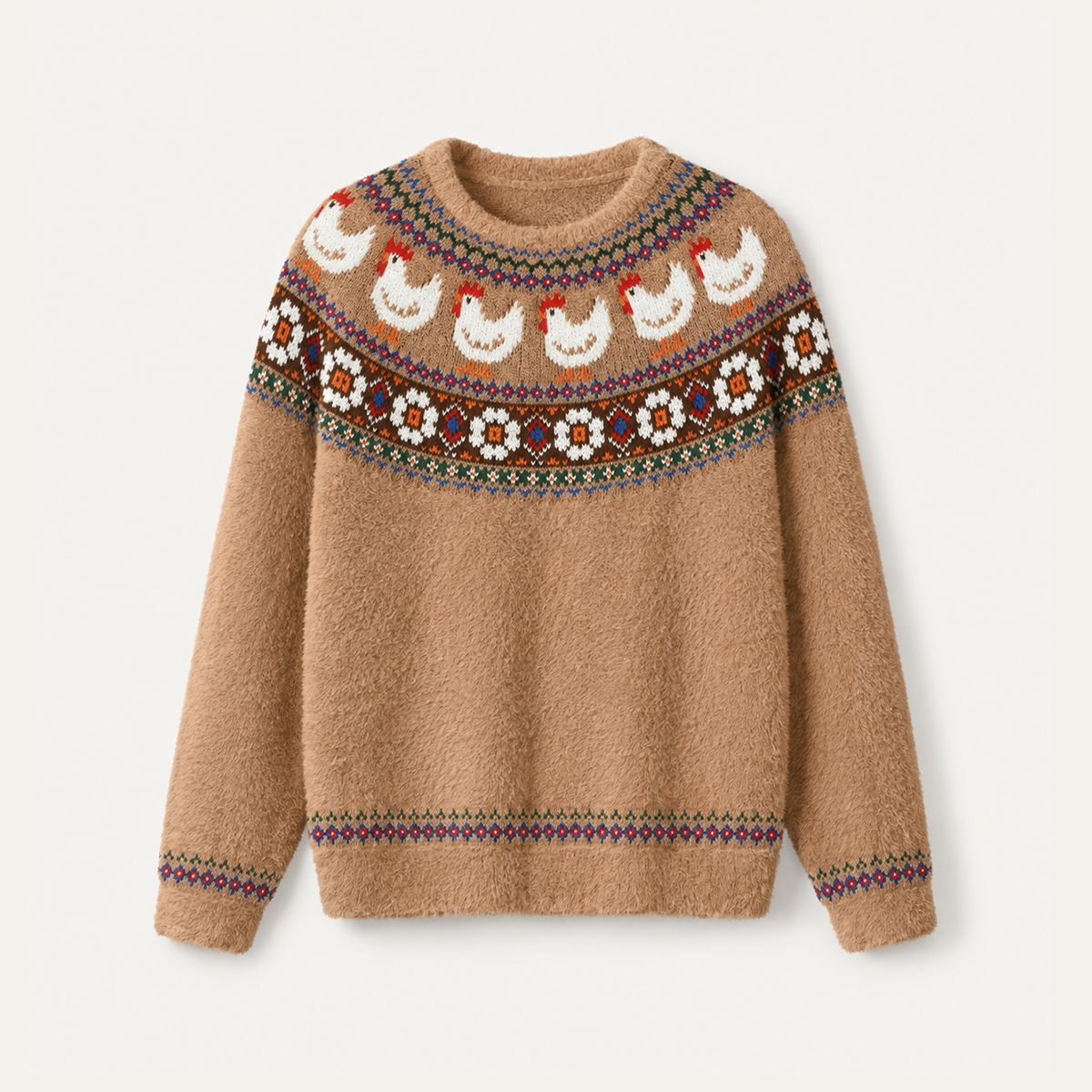 Country Hen Folk Yoke Crewneck Sweater