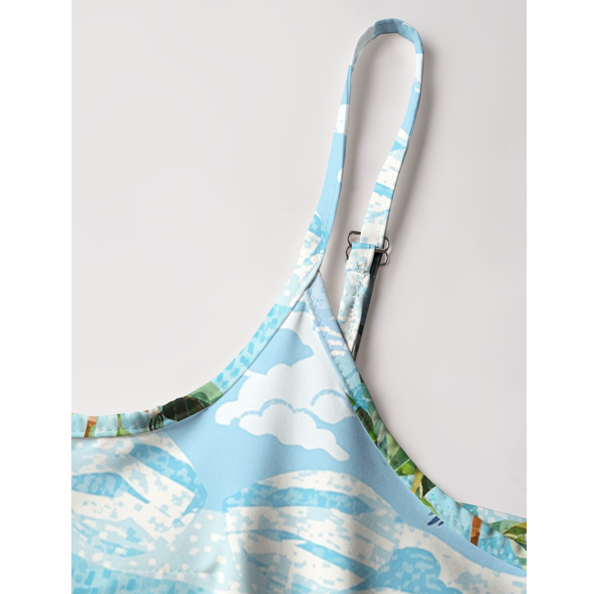 Rainforest Palm Tree Print Spaghetti Strap Mini Dress