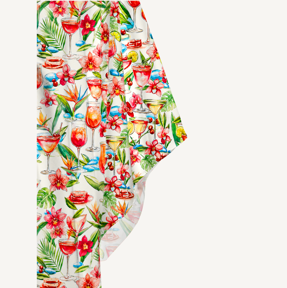 Tropical Cocktail Party Kimono Sleeve Kaftan Dress