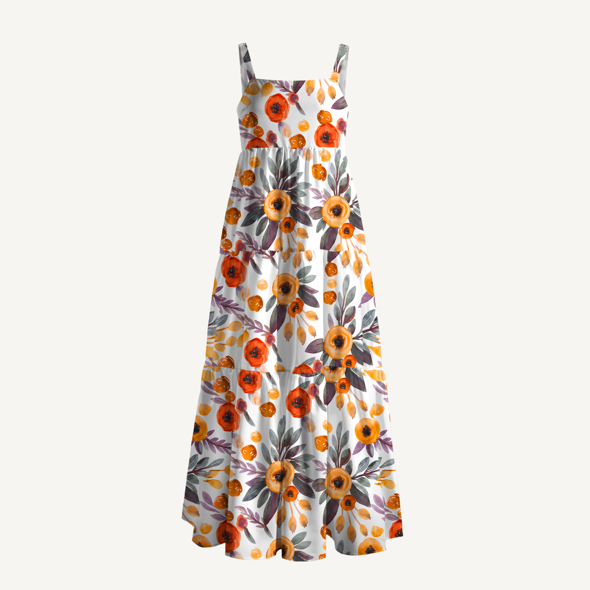 Golden Autumn Garden Summer Maxi Dress With Pockets