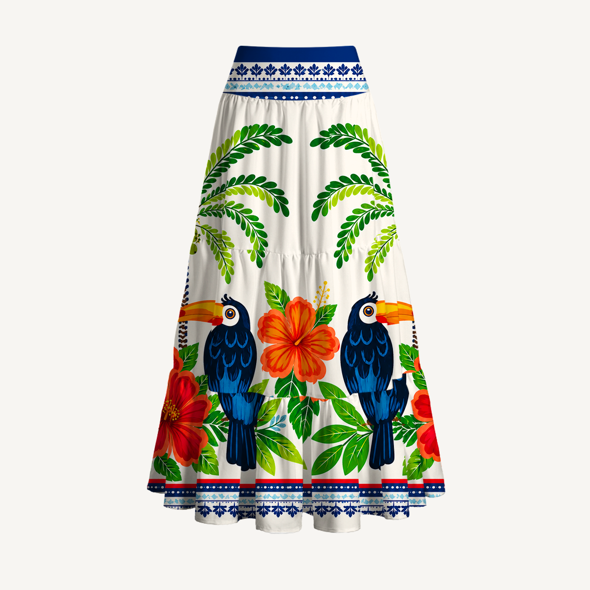 Retro Sun & Palm Maxi Skirt & Strapless Dress
