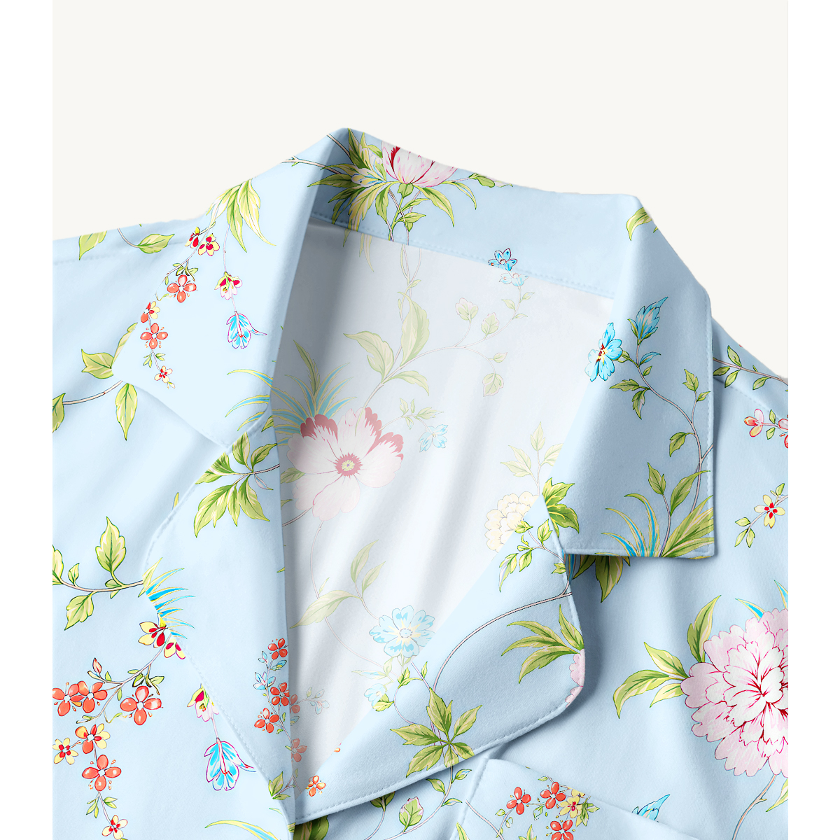 Pastel Garden Floral Print Long Sleeves Pajama Sets