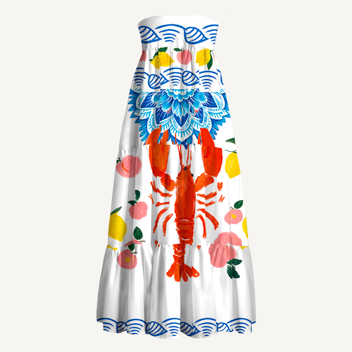 Lobster & Lemon Maxi Skirt & Strapless Dress  
