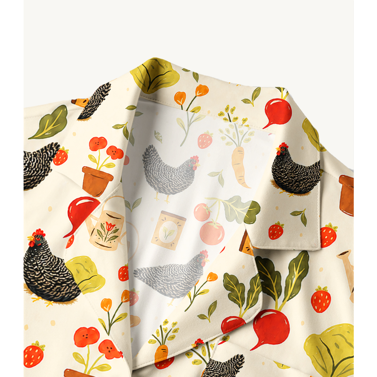 Charming Country Hen & Vegetable Long Sleeves Pajama Sets