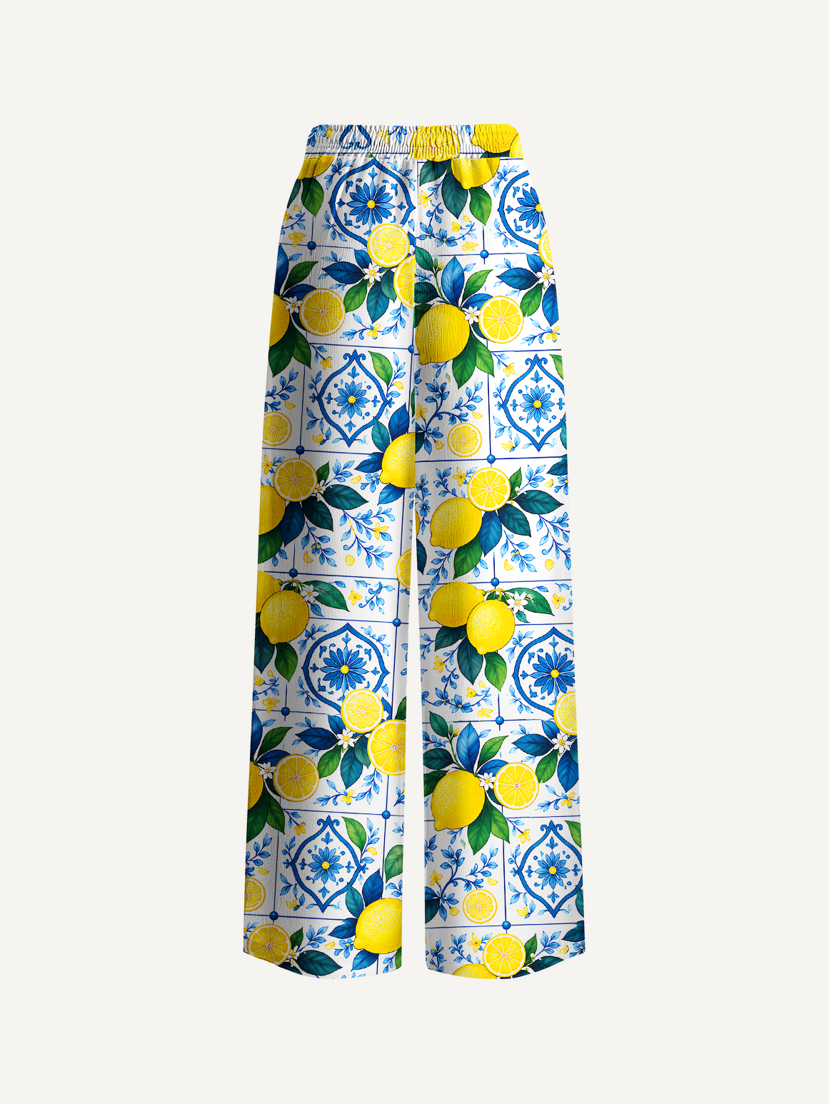 Mediterranean-style tiles with lemon patterns Summer Trousers